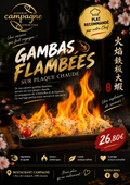 GAMBAS FLAMBÉES SUR PLAQUE CHAUDE